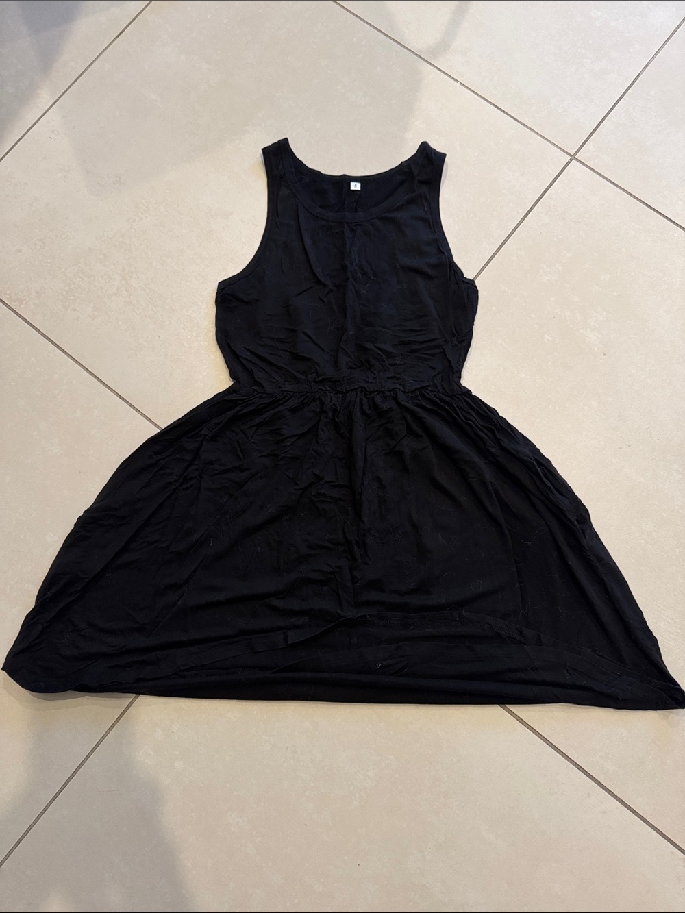 Women’s Sleeveless Black Gathered Waist Dress